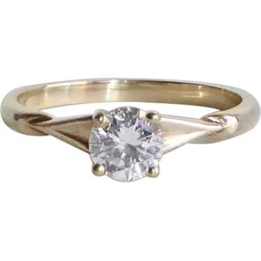 14k Mid Century Solitaire Diamond Ring