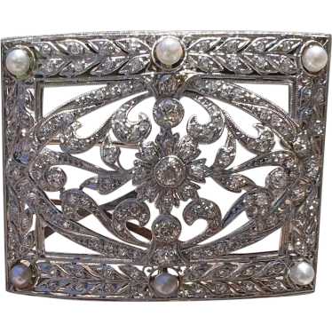 Platinum Art Deco Diamond Square Brooch