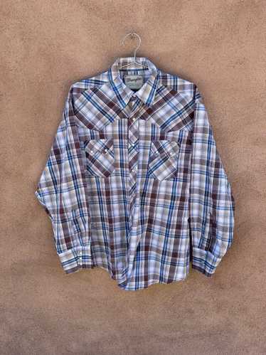 Wrangler Blue/Brown Plaid Pearl Snap Shirt