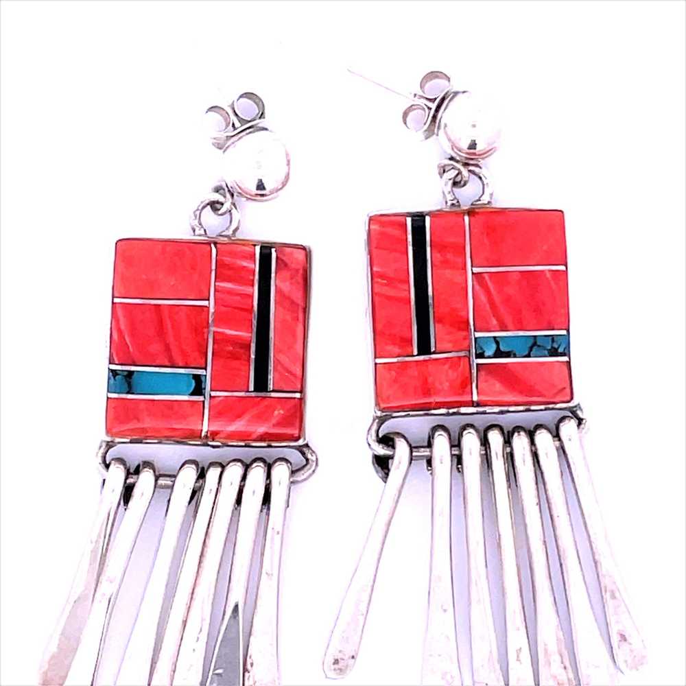 Southwest Sterling Silver with Turquoise, Coral, … - image 3