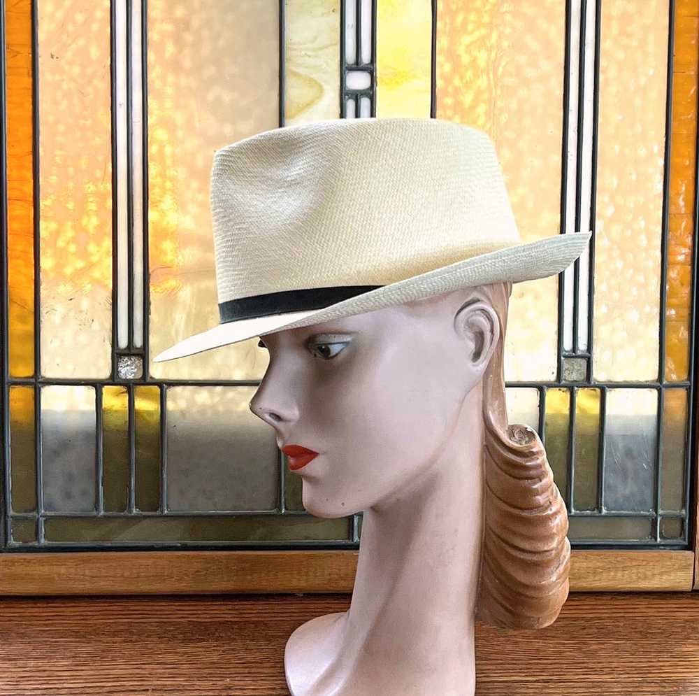 70s Vintage Classic Panama Hat M/L Men's Women's … - image 10