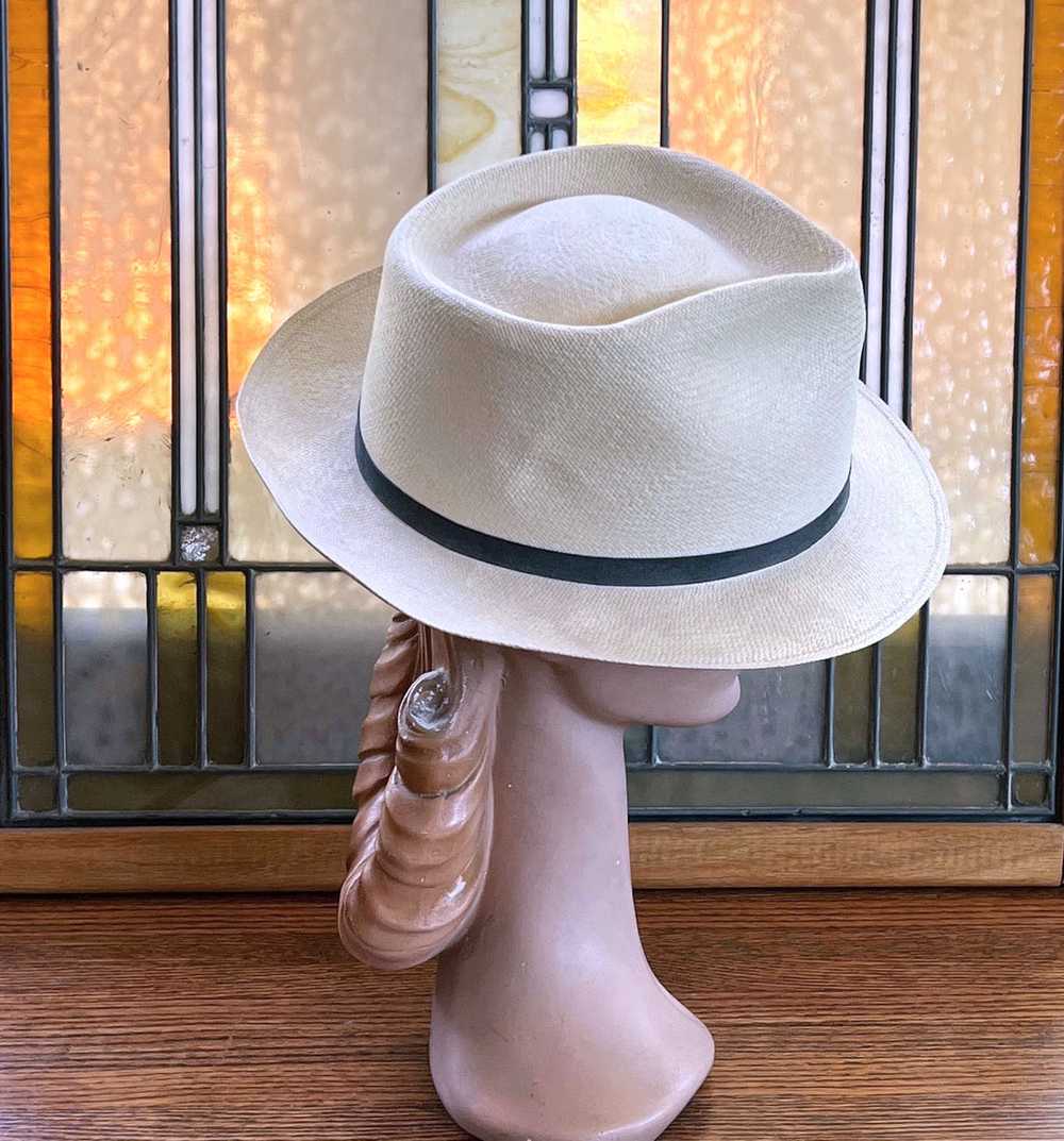 70s Vintage Classic Panama Hat M/L Men's Women's … - image 8