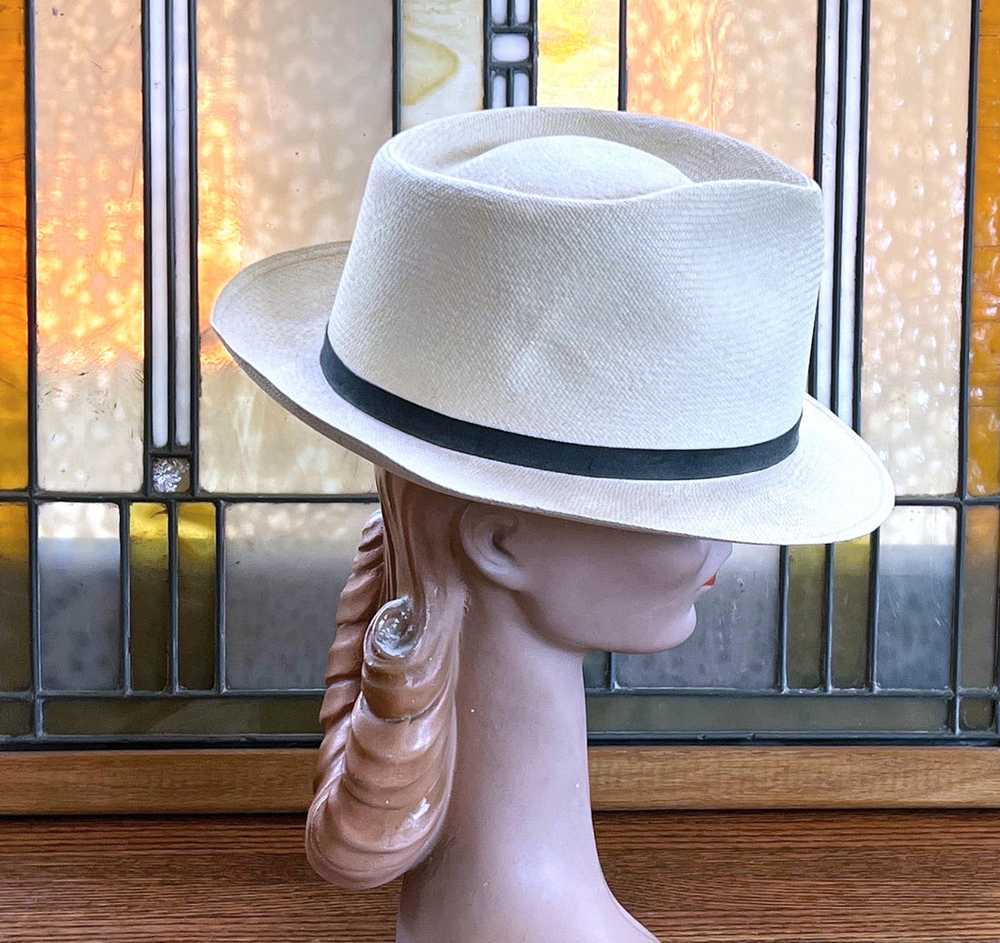 70s Vintage Classic Panama Hat M/L Men's Women's … - image 9