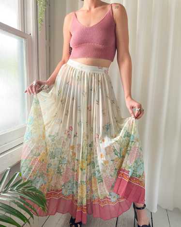 70s Semi Sheer Floral Maxi Skirt