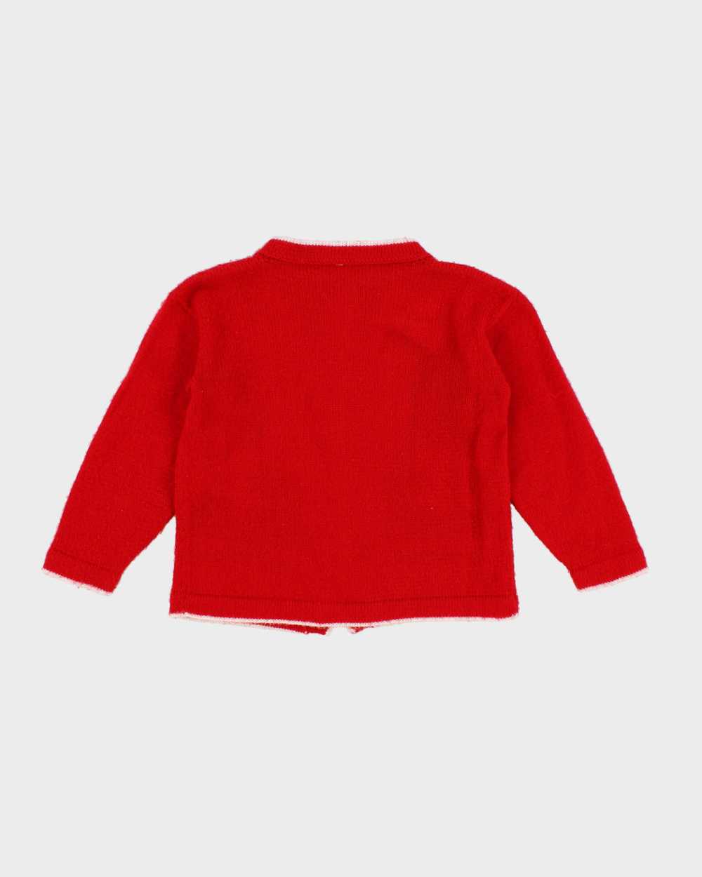 Vintage Childrens Red Knitted Cardigan - image 2