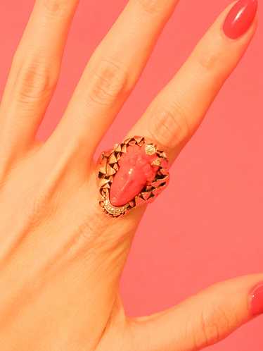 18k Coral Cameo Statement Ring