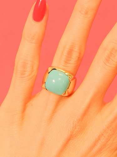 18k Italian Turquoise Cabochon Cocktail Ring