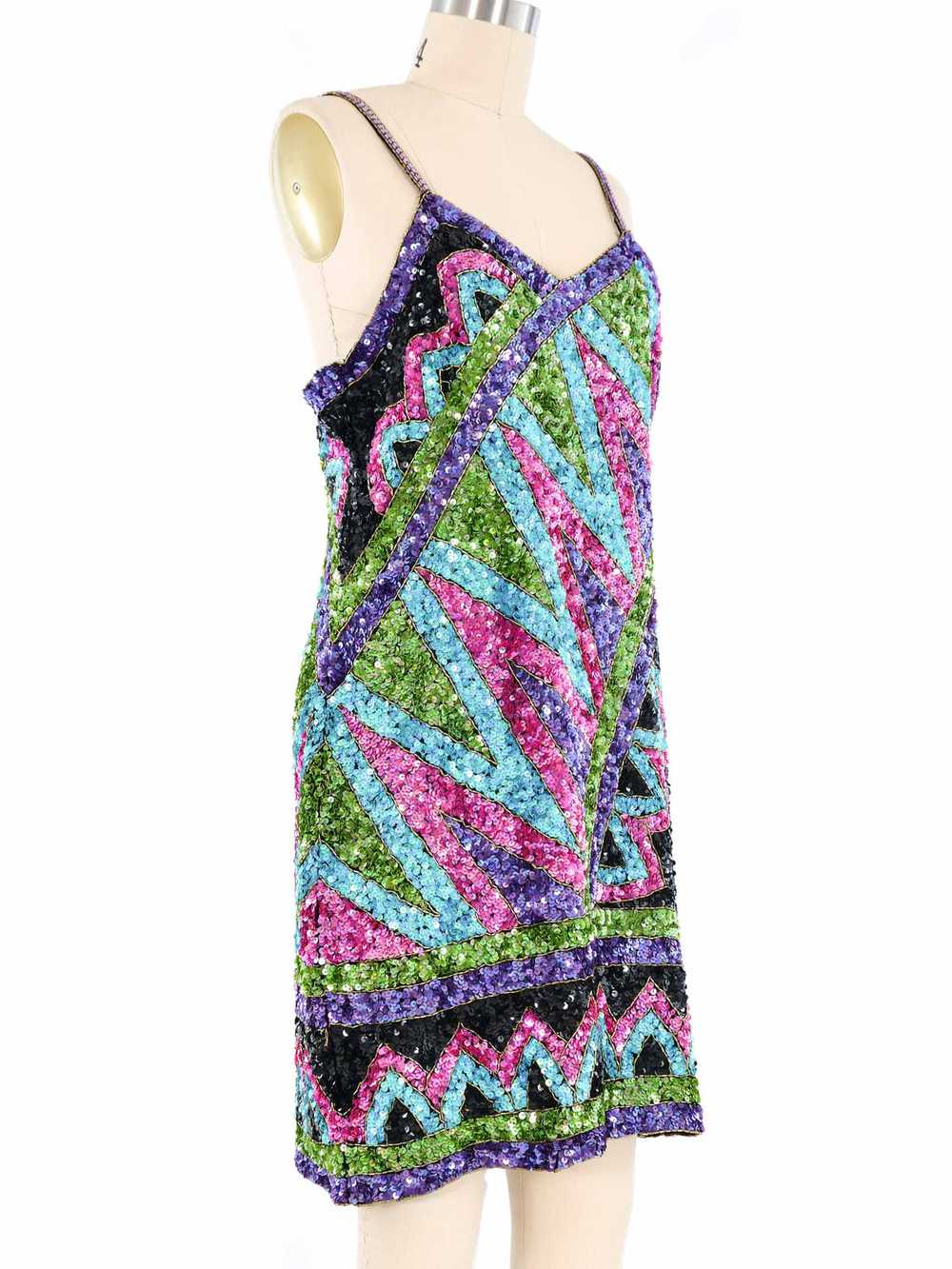 Silk Sequin Slip Dress - image 3