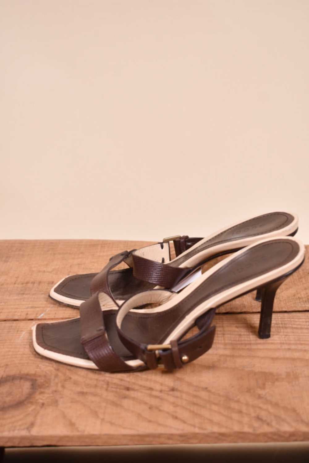 Brown Y2K Slide On Strap Heels By Gucci, 6.5 - image 2