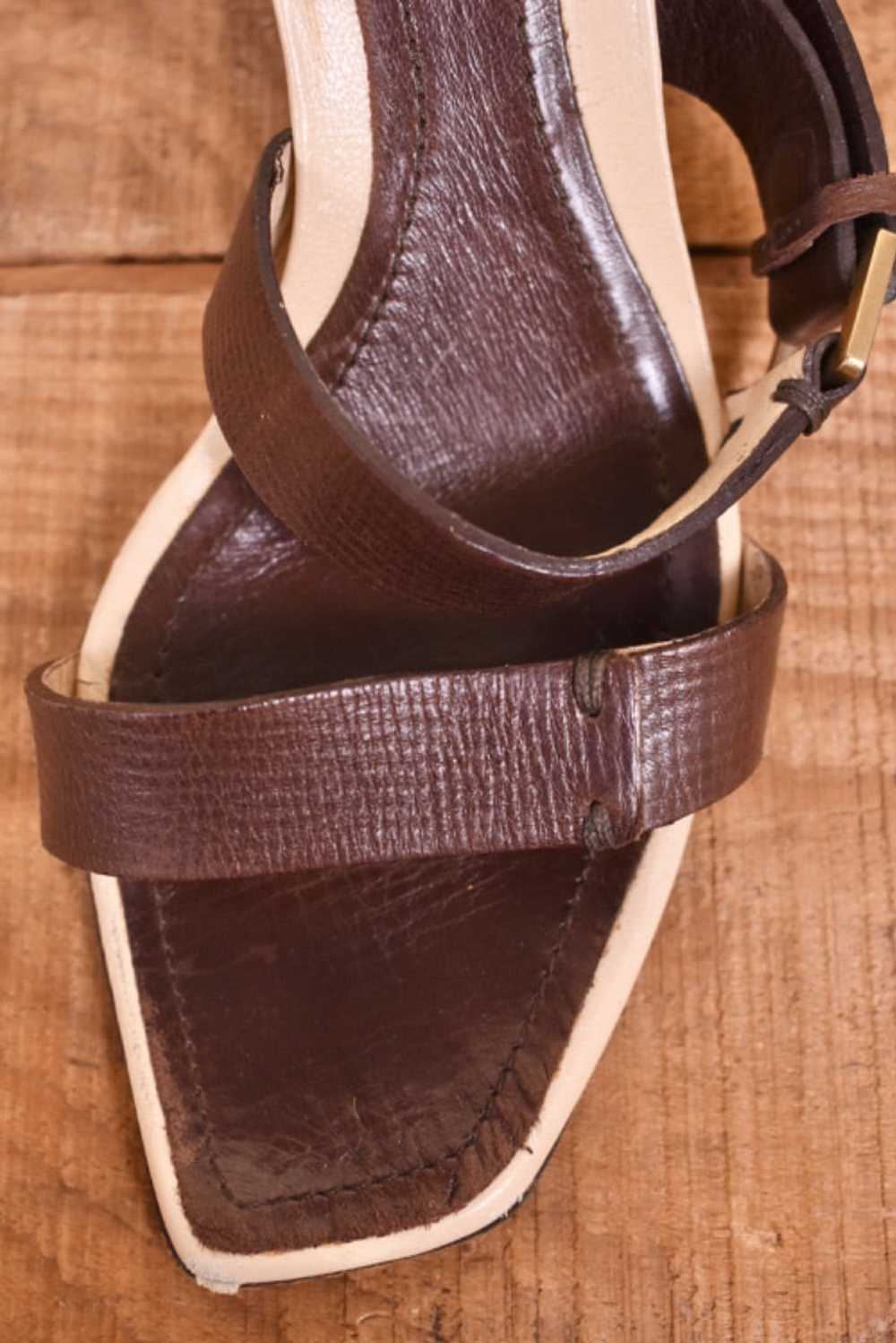 Brown Y2K Slide On Strap Heels By Gucci, 6.5 - image 4