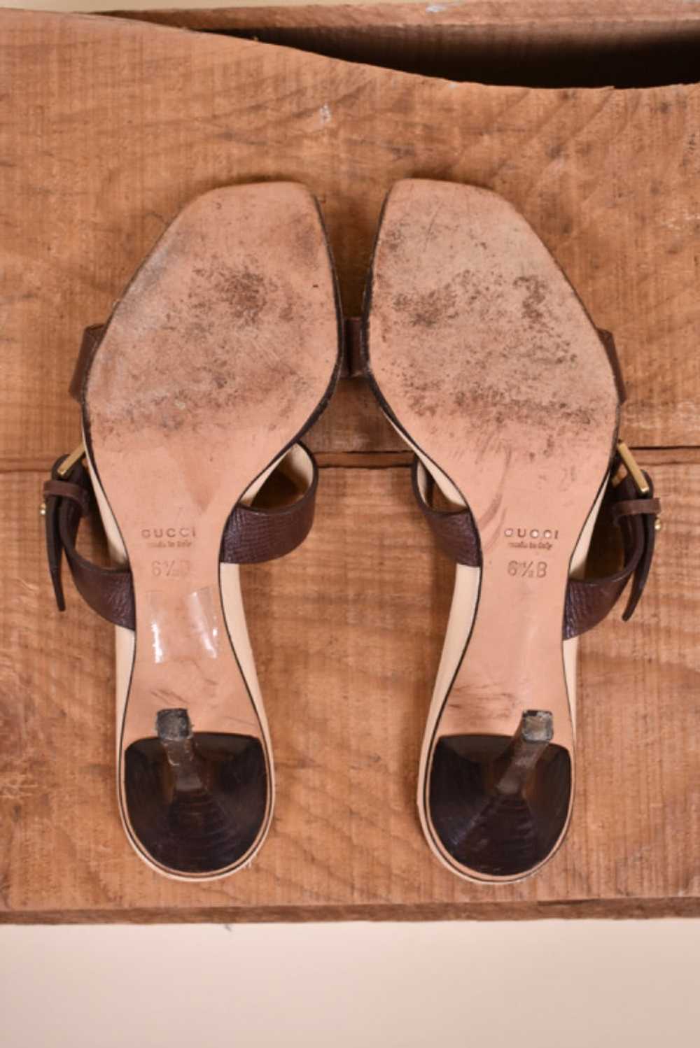 Brown Y2K Slide On Strap Heels By Gucci, 6.5 - image 6