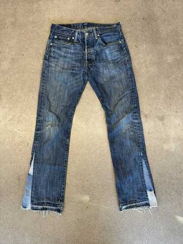 70s Levi's 501 Faded Reconstructed Flared Jeans 27x28, Vintage