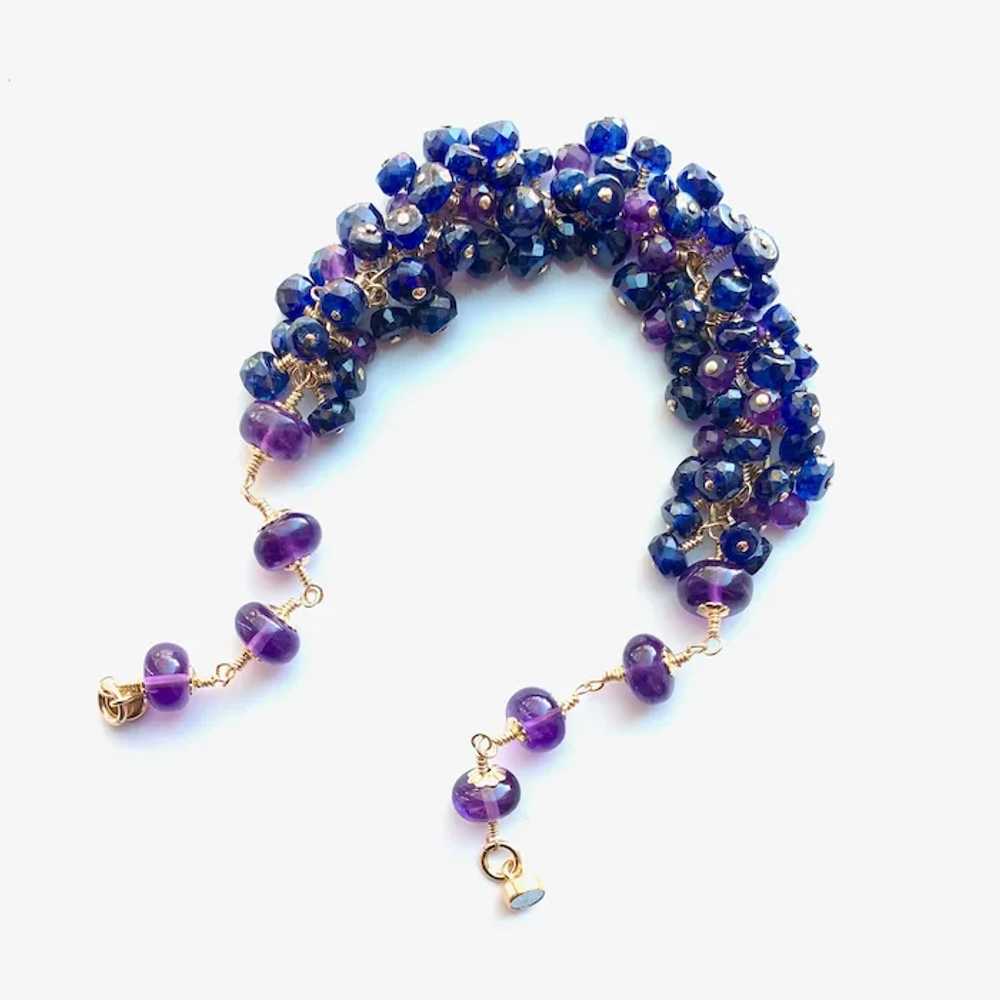 Deep Blue Sapphire and Amethyst Gemstone Cluster … - image 11