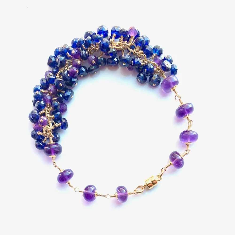Deep Blue Sapphire and Amethyst Gemstone Cluster … - image 12
