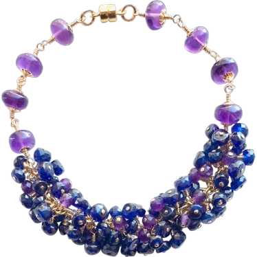Deep Blue Sapphire and Amethyst Gemstone Cluster … - image 1