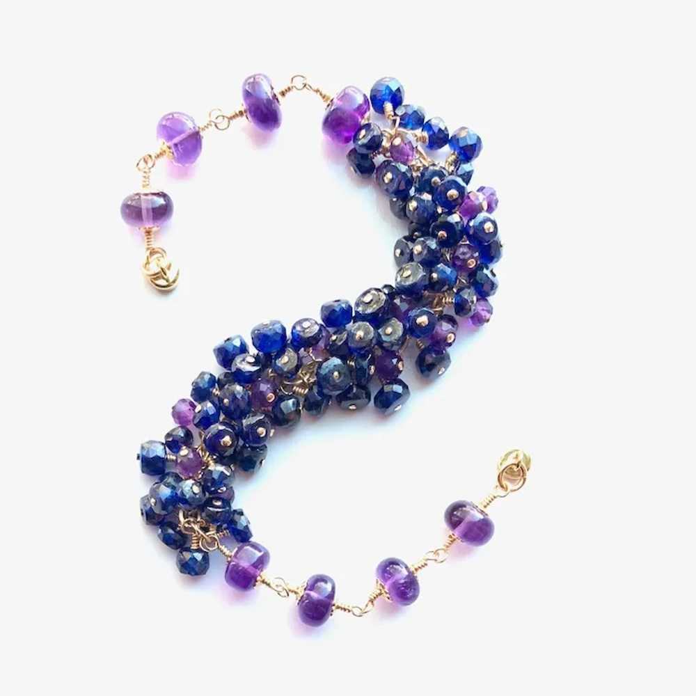 Deep Blue Sapphire and Amethyst Gemstone Cluster … - image 3
