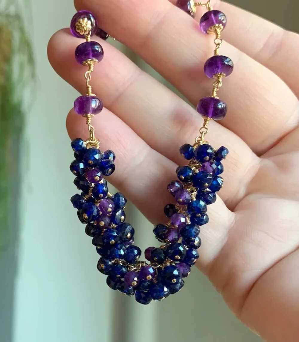 Deep Blue Sapphire and Amethyst Gemstone Cluster … - image 5