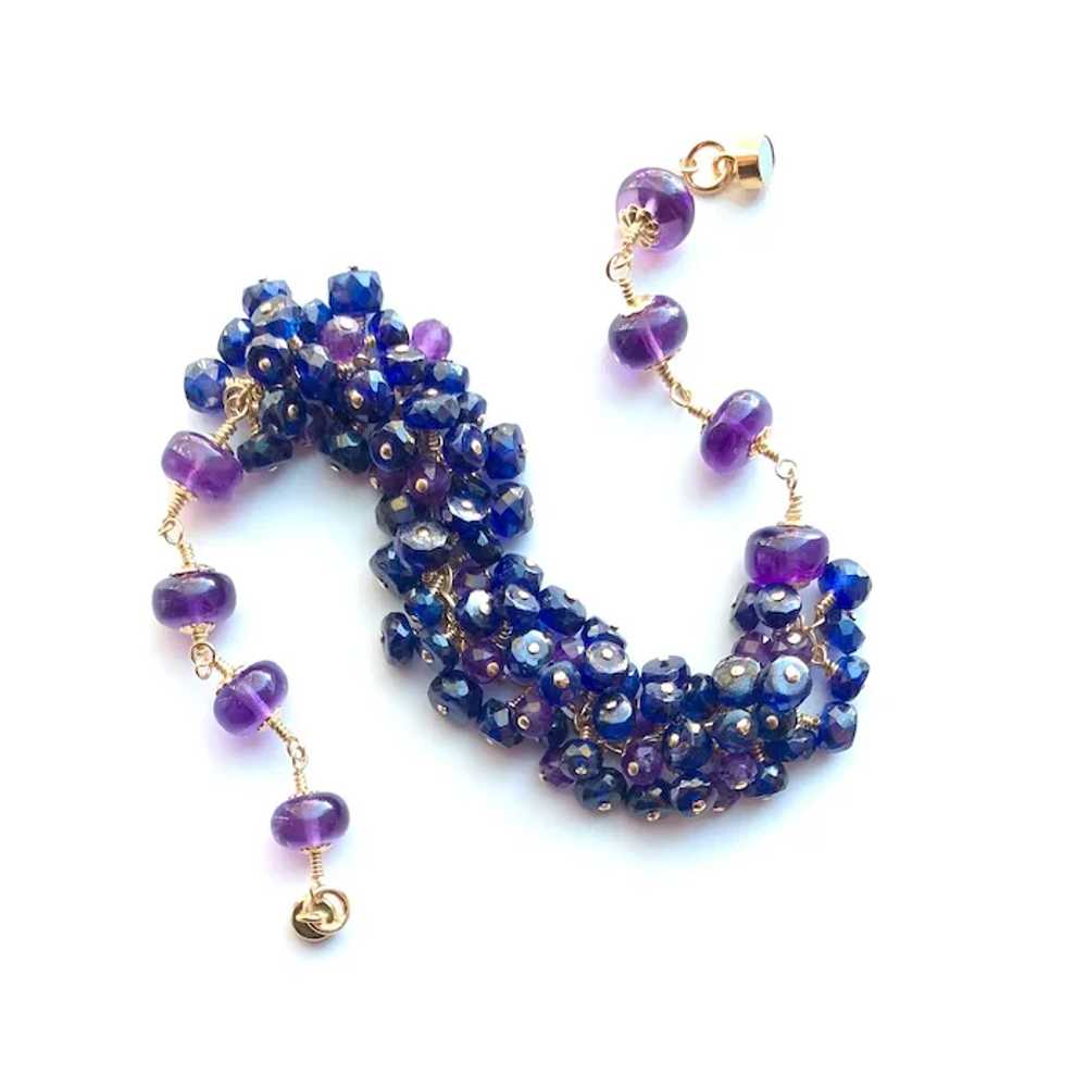 Deep Blue Sapphire and Amethyst Gemstone Cluster … - image 6