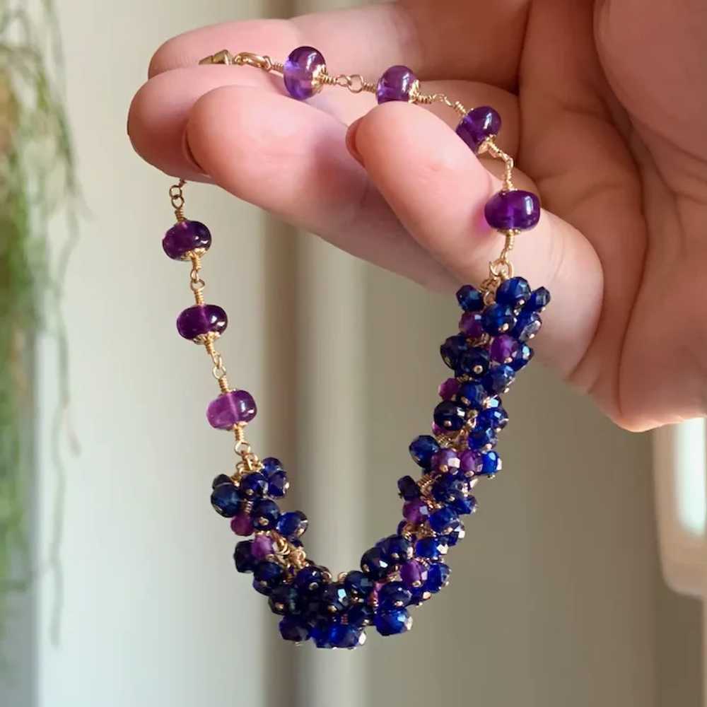 Deep Blue Sapphire and Amethyst Gemstone Cluster … - image 7