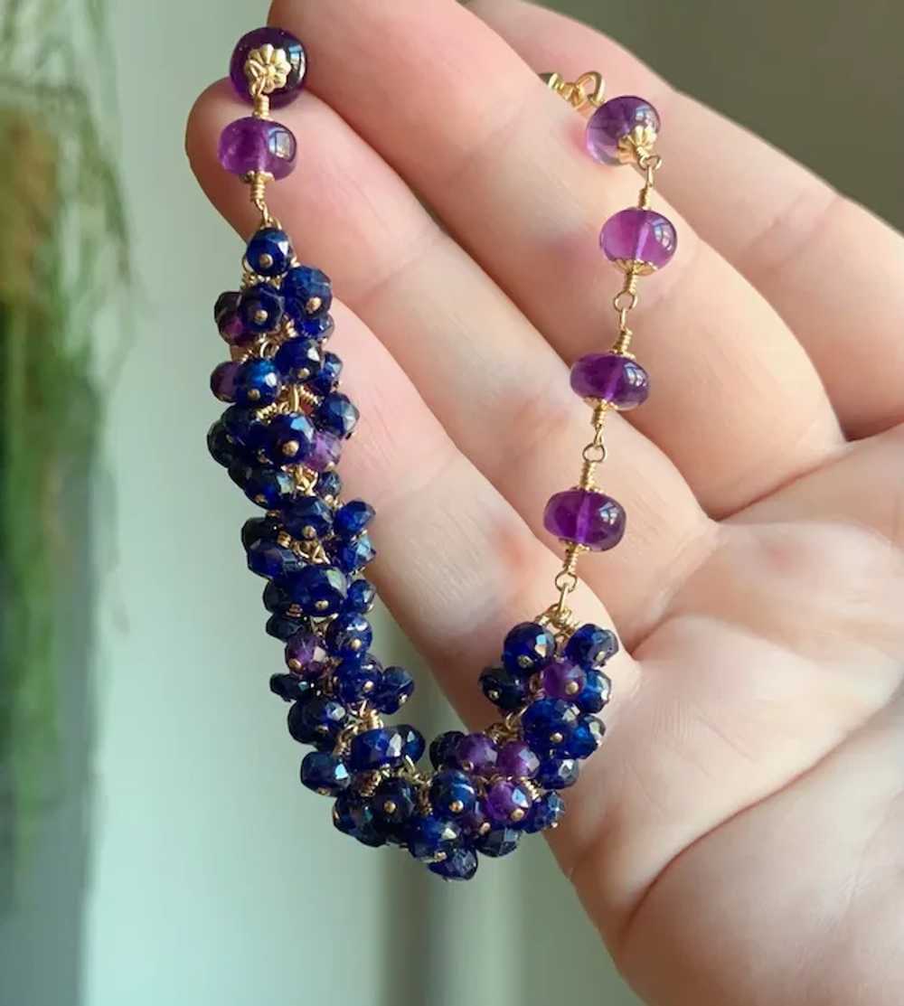 Deep Blue Sapphire and Amethyst Gemstone Cluster … - image 8