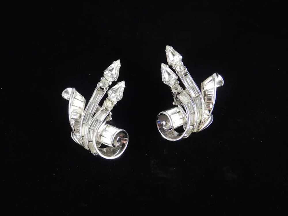 Ciro Retro Deco Art Moderne Rhinestone Earrings R… - image 2