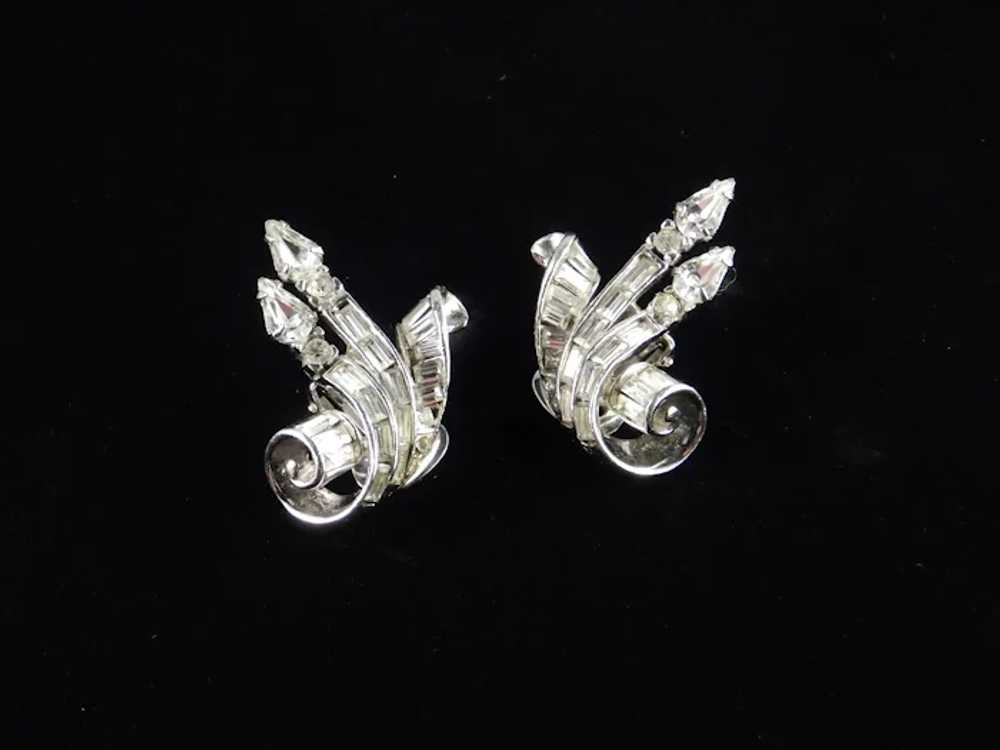 Ciro Retro Deco Art Moderne Rhinestone Earrings R… - image 4