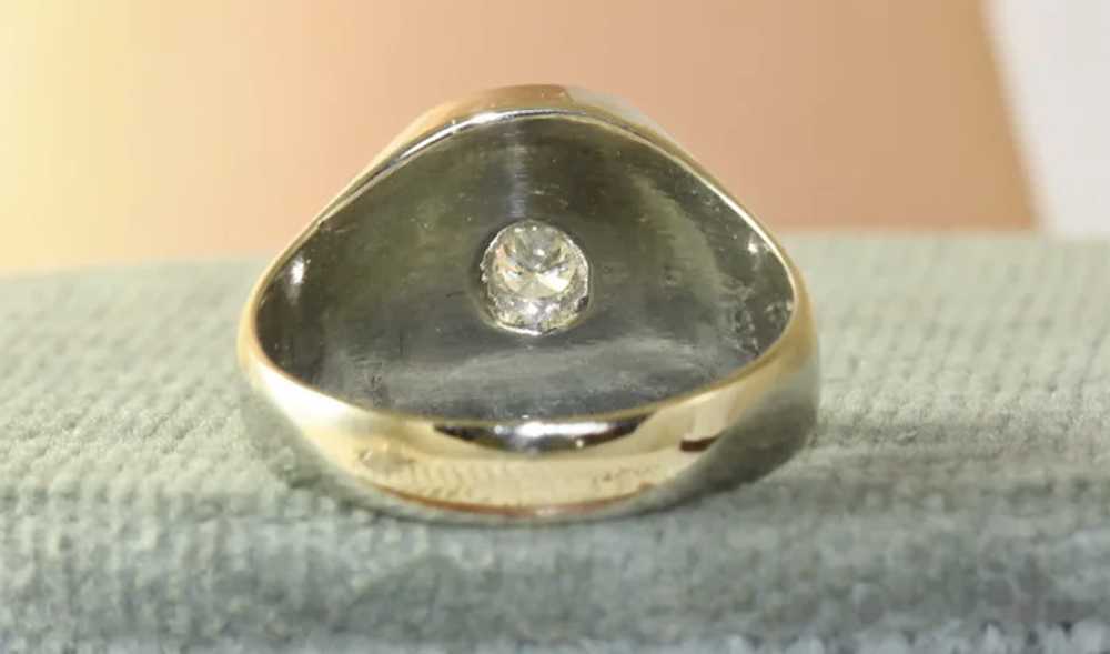 Estate Platinum 0.20 CT Diamond Signet Ring - image 3