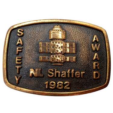 Vintage NL Shaffer Belt Buckle Safety Award 1982 V