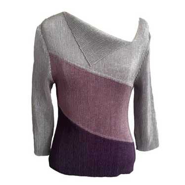 Other Purple Gray Colourblock Pleated Stretchy Lon