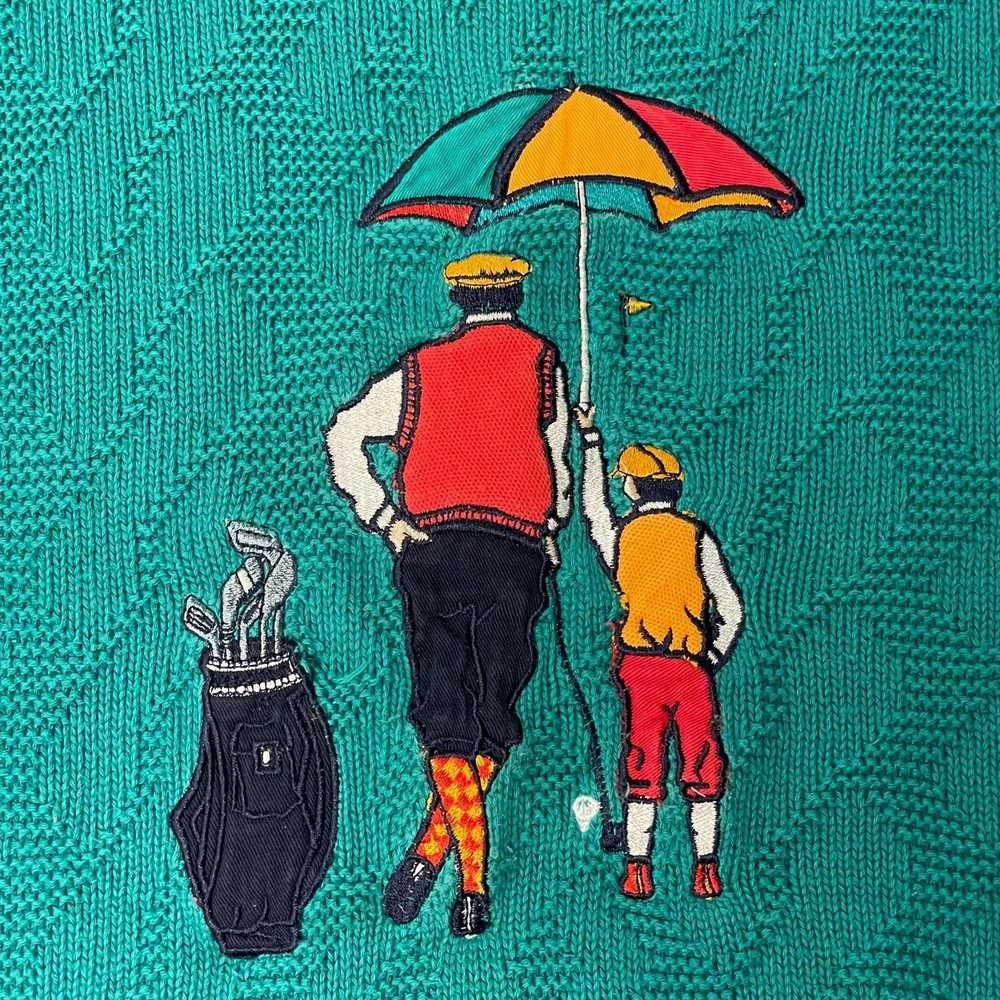 Unkwn 80's Cambridge Classics Turquoise Golfer Te… - image 3