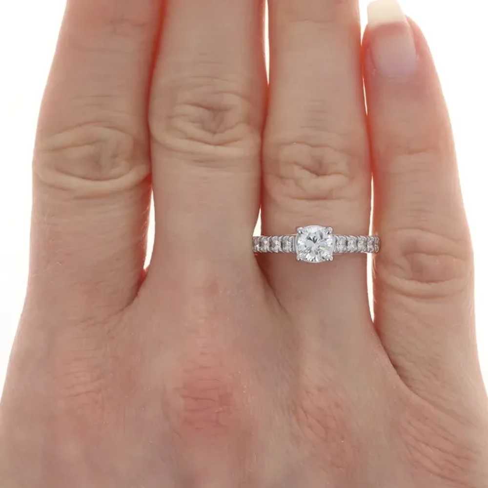 White Gold Diamond Engagement Ring - 14k Round Br… - image 2