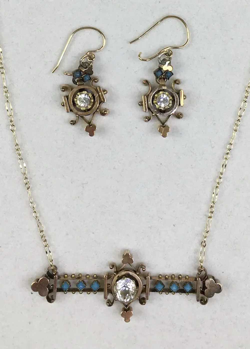 Lovely Victorian Pendant Earrings Set Paste Stone… - image 2