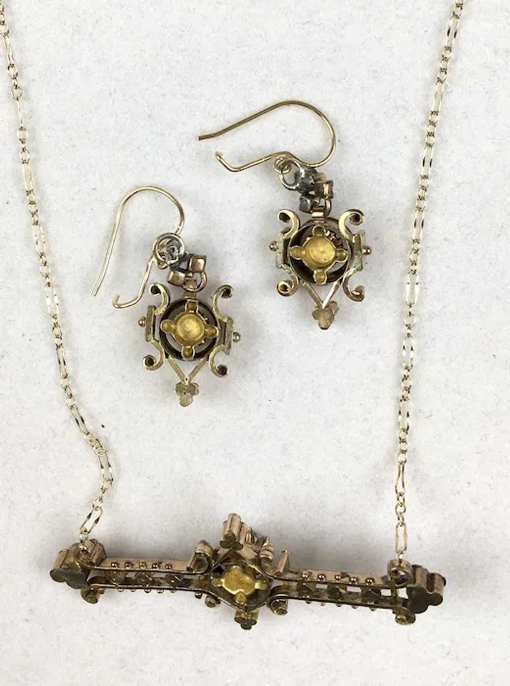 Lovely Victorian Pendant Earrings Set Paste Stone… - image 8