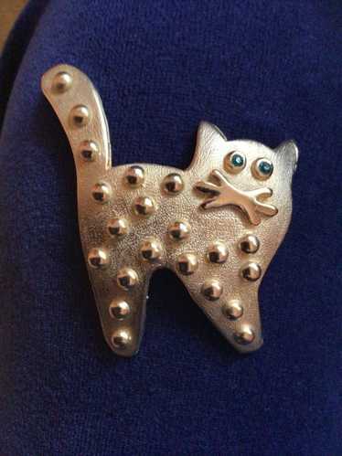 Cute Ultra Craft Cat with Green Rhinestone Eyes - 