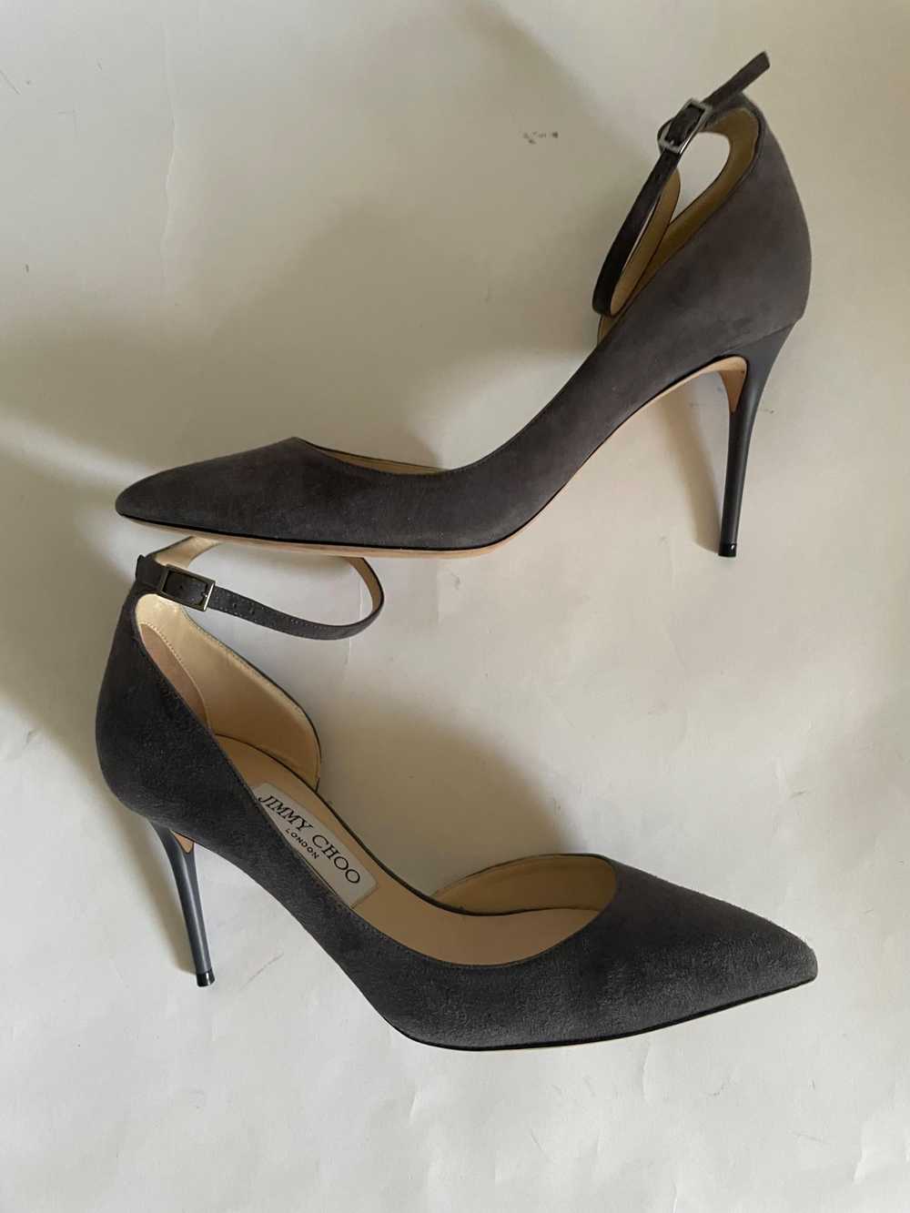 Product Details Jimmy Choo Lucy Grey Suede Half-d… - image 5