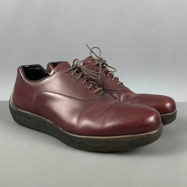 Prada Burgundy Leather Platform Lace Up Shoes