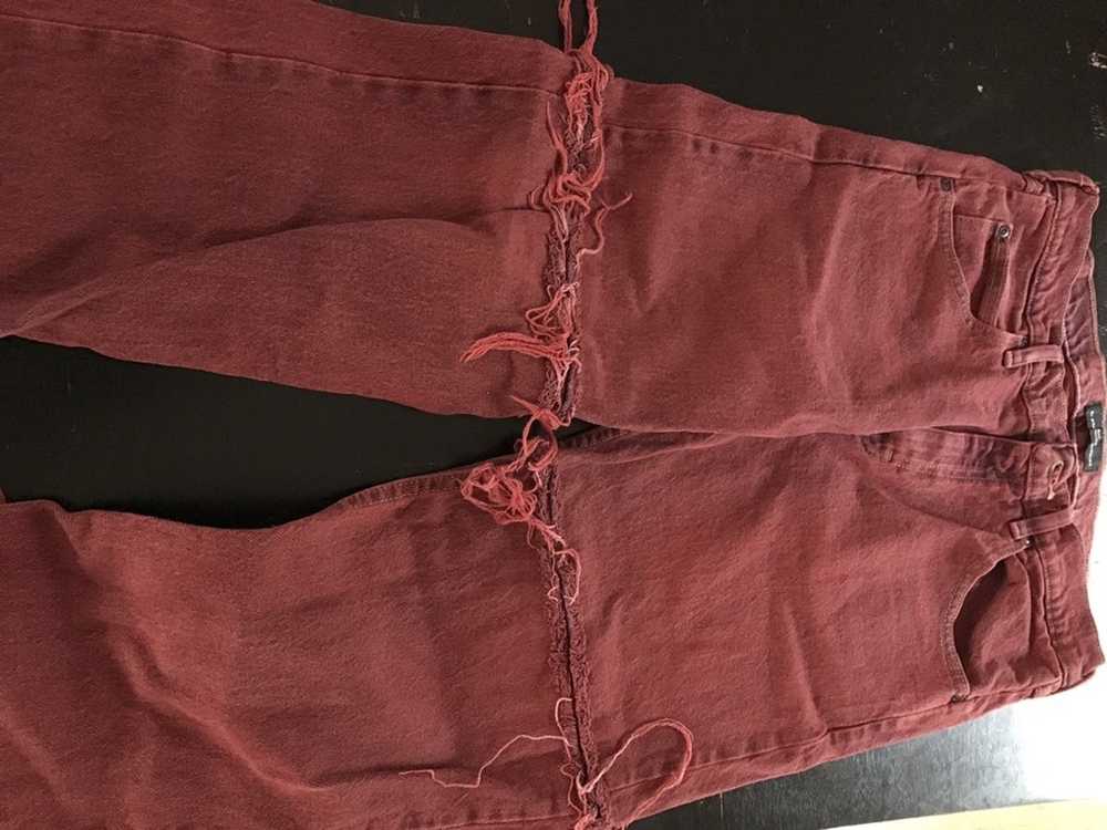 Streetwear Introvert Studios Distressed Red Denim - image 1