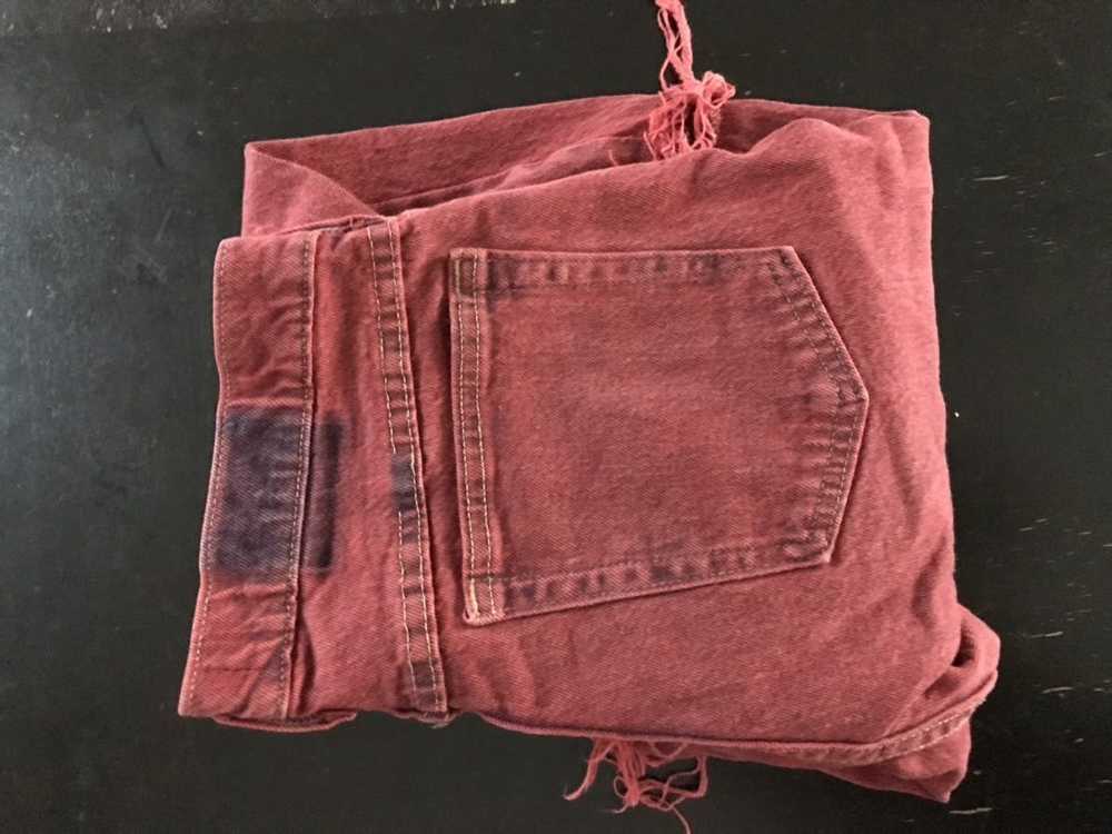 Streetwear Introvert Studios Distressed Red Denim - image 5