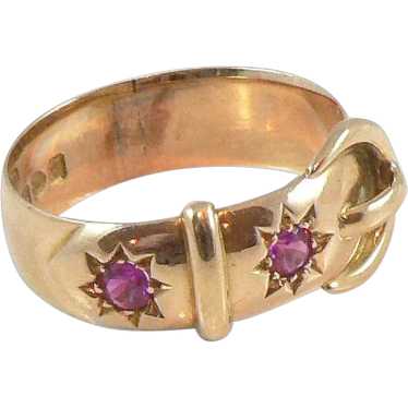 18K Gold Ruby Buckle Ring Sheffield 1915