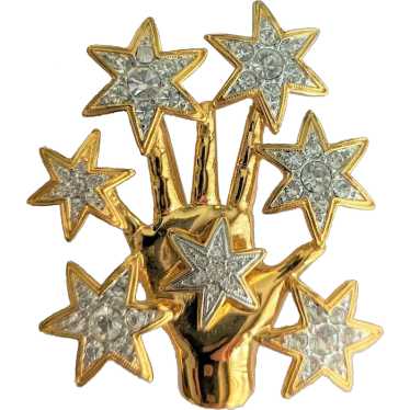 Nolan Miller Rhinestone Hand Stars Pin - image 1