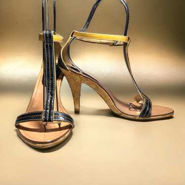 Coach Coach T-Strap Black Leather Cone Heels - image 1