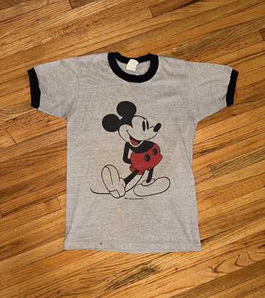 Vintage MICKEY MOUSE All Star Baseball Graphic T Shirt Tee Yellow | UK M/L