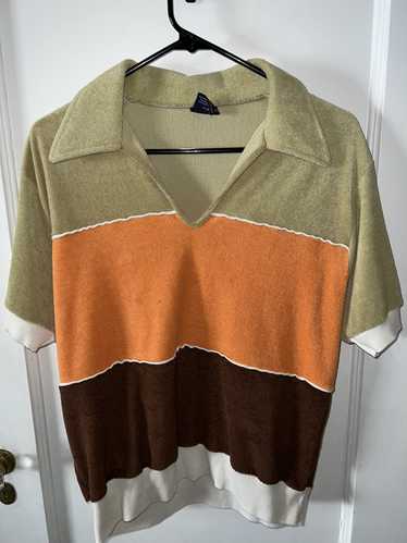 Vintage Vintage Multicolored Terry Cloth Polo Swea