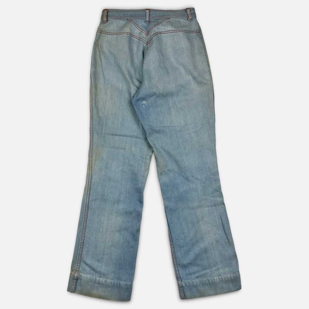 Vintage 70s Boot Cut Bareback Jeans Denim 28x29 H… - image 2