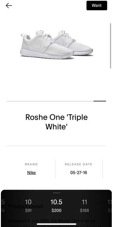 Nike Roshe One Triple White (2016) Sz. 10.5 - image 1