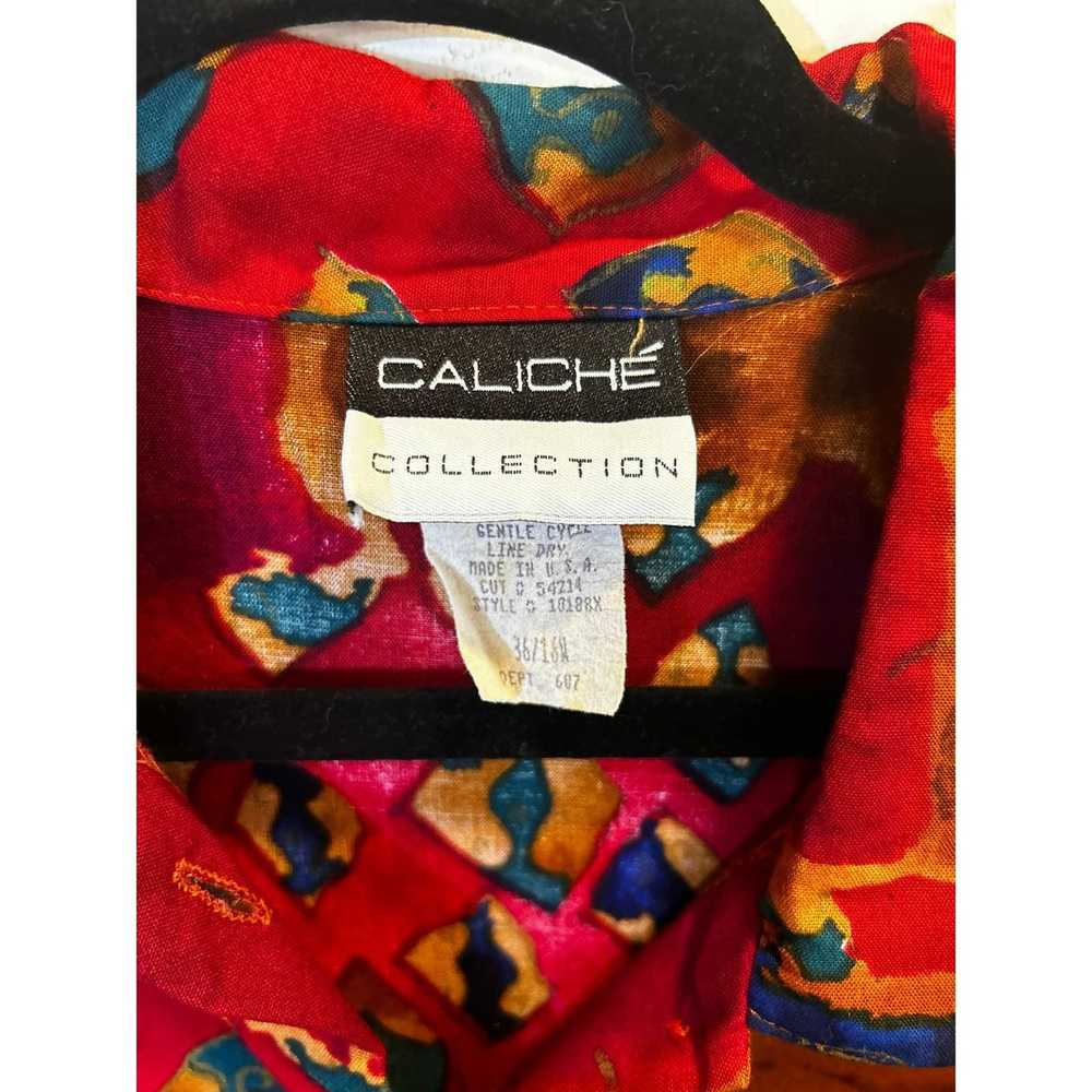 Vintage Funky 80s/90s Red Shirt- Caliche - Size 3… - image 2