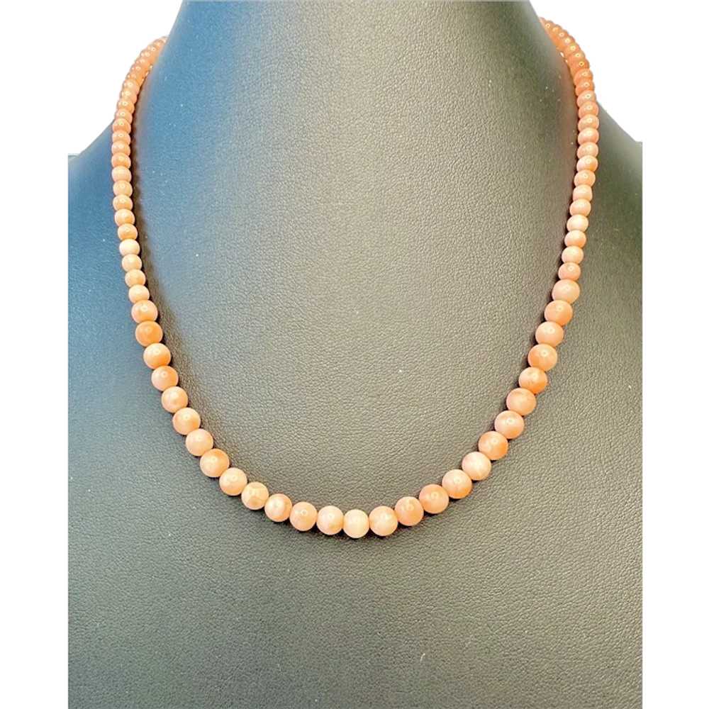 14k Gold and Angel Skin Coral Necklace - image 1