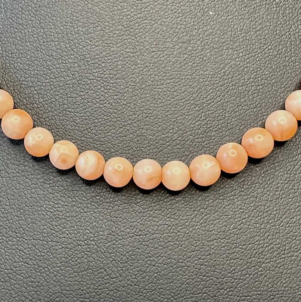 14k Gold and Angel Skin Coral Necklace - image 2