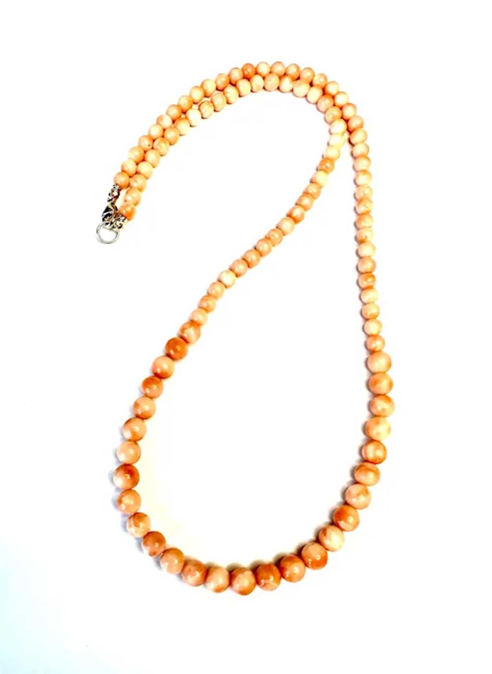 14k Gold and Angel Skin Coral Necklace - image 3