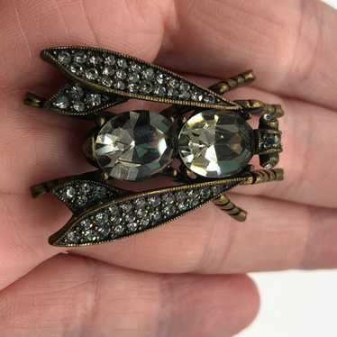 UTC China Signed Bug Insect Fly Brooch Pin Clear … - image 1